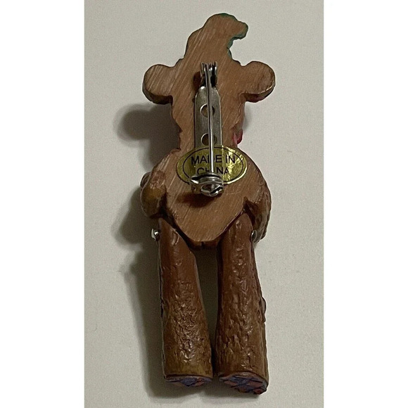 Vintage Resin Brooch Pin Teddy Bear I Love You - Moving Arms & Legs 3” - Picture 4 of 7